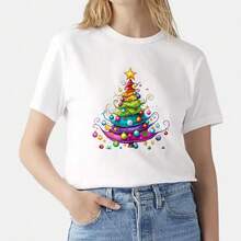 1/2/3pcs Rainbow Gradient Rolled Edge Christmas Tree Iron-On Patch, Cute Colorful Ball & Star Christmas DIY Print, Suitable For T-Shirt, Sweatshirt, Canvas Bag, Pillow - Multicolor - View 2