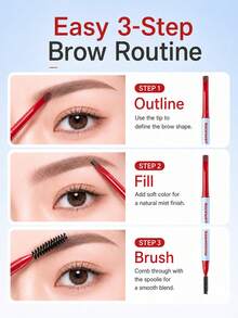 ROCK SWEET Ultra-Fine Eyebrow Pencil, Waterproof And Smudge-Proof, One-Stroke Definition, Suitable For Beginners, 1+1 Large Capacity, 2 Colors Available - 01#Natural Grey Black - View 3