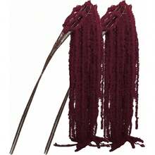 3pcs Artificial Amaranth Wall Decor, Fluffy White Artificial Amaranth Long Stem Hanging Decoration, Suitable For Home Wedding Party Decoration, Flower Wall, Holiday Party, Ceremony, Hotel, Home, Garden Decoration, Autumn, Tabletop Vase Decoration, Halloween - Burgundy - View 2