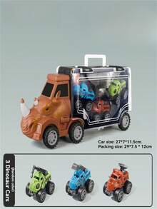Children's Dinosaur Cargo Transport Truck, Handheld Storage Sliding Toy Car, 3-In-1 Dinosaur Container Transport Vehicle, Transformable Inertia Launching Toy Car, Parent-Child Interactive Educational Game, Boys Gift (Random Car) - Multicolor - View 14