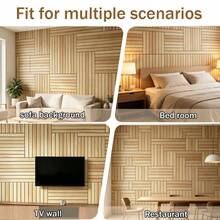 Large Size Detachable Wood Grain Vertical Slat Decorative Wall Panel / Wall Sticker, 30cm*60cm Single Piece Significantly Reduces Seam Gaps, Gentle Low-Residue Design Friendly For Rental Home Renovation, Fully Removable Without Damaging Wall Latex Paint, Vertical Slat Visual Stretch Height, Instantly Removes Oppressive Feeling For Small Apartments - GS-9-piece - View 9