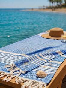 2 Pieces %100 Cotton Mykonos Peshtemal, 2 Peshtemals In Same Colour, 2 Peshtemal Suitable For Beach And Home Use - Royal Blue - View 6