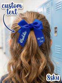 Custom Text Bow Hair Clip, Heartfelt Memento Accessory For Child's Important Moments Like Birthday Parties, Family Portrait Sessions And Daily Wear - Multicolor - View 2