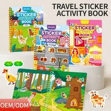 Reusable Jelly Sticker Book For Kids, Quiet Busy Activity Toy With Farm/Vehicle/Princess Scenes, Portable Travel Game For Car And Airplane, Montessori Educational Gift For Toddlers 3+ - Green - View 6