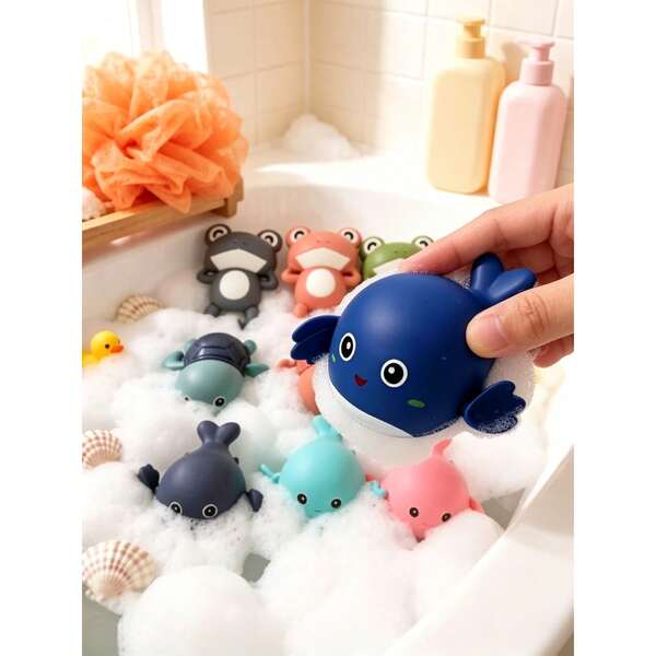 7 piezas/3 piezas/2 piezas Juguetes de baño y natación para niños, Pato de dibujos animados, Juguetes de juego de agua para niños, Juguetes antiestrés, Juguetes sensoriales, Juguetes para recién nacidos, Navidad, Tortuga, Delfín, Juguetes de animales para la bañera, Juguetes de baño para bebés, Regalo de cumpleaños, Regalo de Halloween