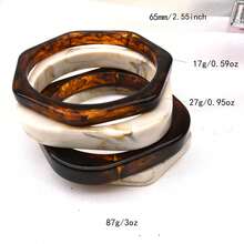GNIT Tortoise Shell & Marble Pattern Resin Women's Bracelet, 4pcs/1pc Square Stackable Wide Vintage Statement Jewelry Set - White Brown. Translucent Coffee. White Brown. Translucent Coffee. - View 7