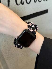 2pcs Vintage Floral Print Watch Band, Elastic Stretch Design, Compatible With Apple Watch 38/40/41/42/44/45/46/49mm, Cute Girl Must-Have Item, Aesthetic Accessory, Suitable For Shopping, Dating, Walking, Daily Commute, Compatible With All Series, Bohemian Summer Beach Vacation Style, Soft And Skin-Friendly, Women's Accessory - Multicolor - View 3