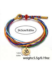 Pulseras para hombres y mujeres, pulseras de cuerda trenzada ajustable de estilo bohemio, joyería para yoga y meditación, regalos de uso diario para amigos y familiares - Multicolor - Ver 8