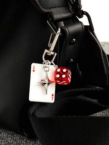 1pc/3pcs Playing Card Dice Star Keychain, Keychain Accessories,Joker Ace Heart Spade Alloy Bag Pendant, Fashion Hanging Charm Holiday Gift,Party Gifts - Multicolor - View 5
