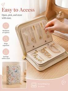Portable Zipper Jewelry Storage Box With Transparent Pocket, Can Store Rings, Necklaces, Earrings, Lightweight And Reusable, Suitable For Home, Travel And Gifting - Multicolor - View 5