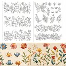 Water-Soluble Embroidery Pattern Stabilizer Floral Theme Embroidery Adhesive And Sewing Paper Pre-Printed Wreath Butterfly Pattern Suitable For Hand Sewing Enthusiasts And Beginners - A248 - View 13