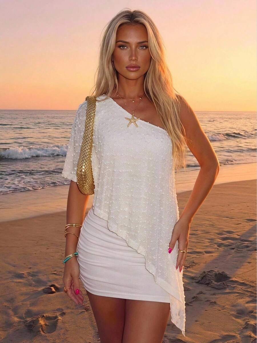 Women Mini Dresses - 杏色 - 查看 1