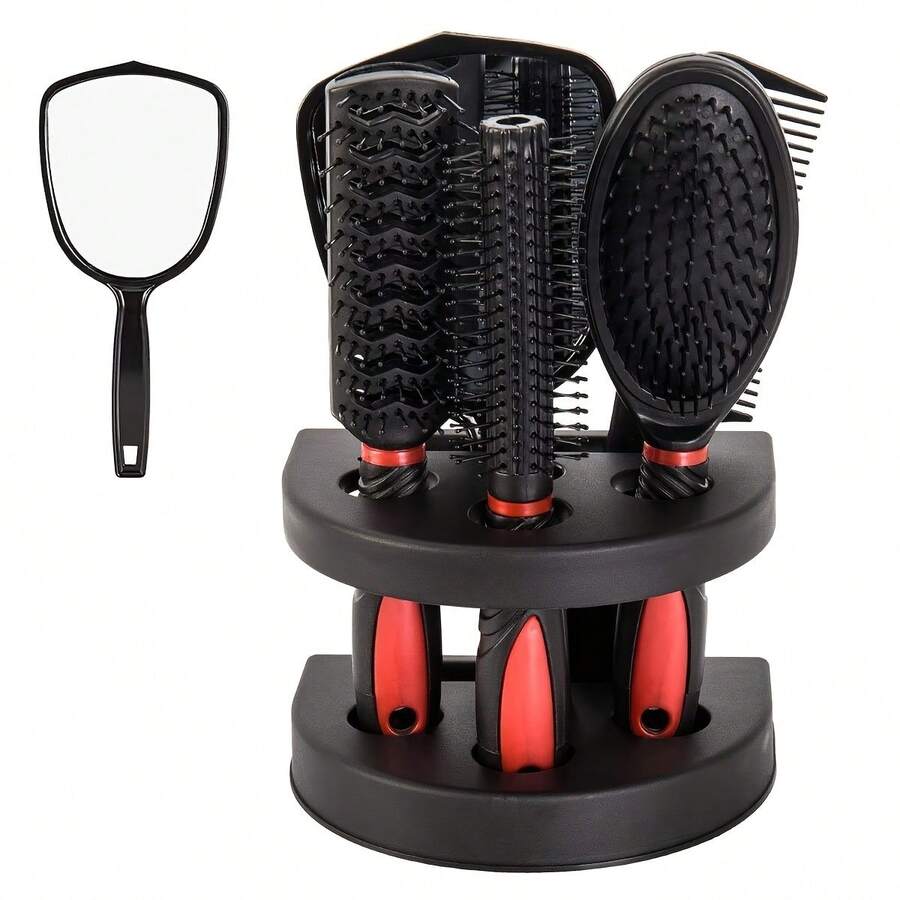 Women's Hair Styling Comb 5-Piece Set, Styling Tool Kit Including Curling Comb, Anti-Static Comb, Hair Care Set And Mirror, No Static, Create Beautiful Makeup Look (Multi-Color) - Multicolor - View 1