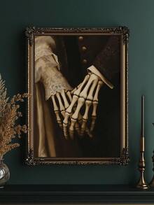 1pc Ethereal Connection Wall Art Print Gothic Celestial Decor, Mysterious Romantic Wall Art, Romantic Wedding Gift, Halloween Art Decor Gothic Skull Canvas Poster Couple Art Dark Romantic Couple Gift Print Vintage Gothic Wedding Poster, Framed/Unframed - 1pc - View 2