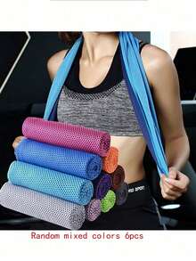 2/6 piezas Toallas refrescantes (31.5in*11.8in) Toallas refrescantes, Toallas frías, Toallas refrescantes de microfibra suave y transpirable, Adecuadas para deportes, yoga, gimnasio, camping, correr, fitness, entrenamiento y otras actividades - Multicolor - Ver 11