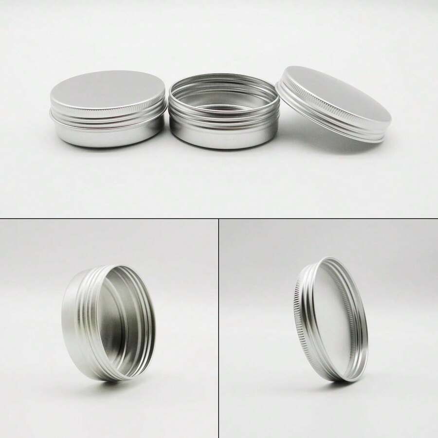 2pcs/5pcs/10pcs 60g Aluminum Tin Cans - Leak-Proof Reusable, Suitable For Cosmetics, Skincare - Portable Travel Size, Screw Cap Containers, Suitable For Lip Balm, Face Cream, Etc. - Compact Makeup Storage - View 1