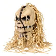 1pc Halloween Burlap Scarecrow Mask Haunted House Escape Room Mystery Bar Party Costume Latex Head Cover - Multicolor - View 9
