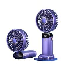 USB Portable Mini Fan With Digital Display, Quiet 800mAh Rechargeable, 3-In-1 Handheld Neck Hanging Desktop Cooling Fan For Office, Dorm, Outdoor Camping, 90° Foldable Base - Multicolor N15 - View 16