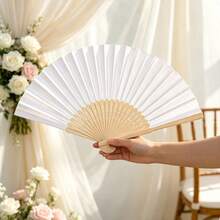 1/2pcs Vintage Handheld Folding Paper Fan, Portable Bamboo Fan, Summer Cool Fashion Accessory, Suitable For Parties And Events - Multiple Styles - View 2