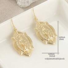 Gold Virgin Mary Religious Elegant Earrings, High Quality Women's Daily Gift - Gold - View 2