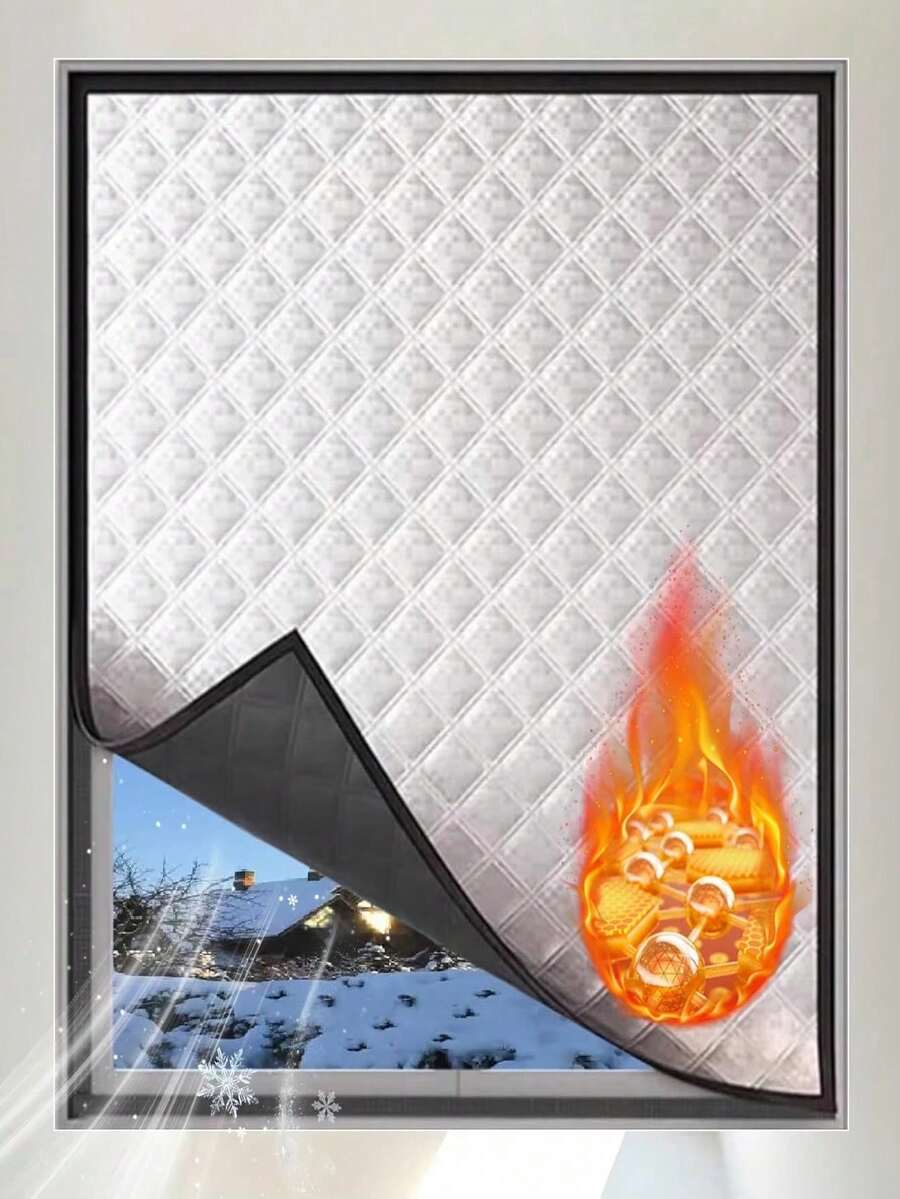 1pc Winter Thermal Insulated Curtain, Heat Blocking Windproof Seal Window, Cold Proof Thermal Insulation, Sheer Curtain, Sun Shading, Soundproof