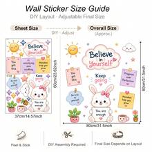 Inspirational Rabbit Wall Sticker Set, Removable Cute Self-Love Quote Wall Decals, Positive Affirmation Wall Art, Soft Rainbow Cloud Sun Aesthetic Removable Vinyl Stickers, Bohemian Style Bedroom Living Room Decor Accents - Inspirational Wall Stickers - View 9