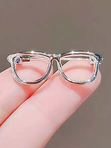 Cartoon Silver Mini Glasses Metal Brooch, Suitable For Backpack And Jacket Decoration - Silver - View 4