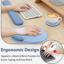 Juego de 3 en 1 de alfombrilla de ratón ergonómica con soporte de muñeca de espuma de memoria de gel, alfombrilla de ratón para juegos con soporte de brazo, accesorios de escritorio lindos para computadora y oficina - Multicolor - Ver 46