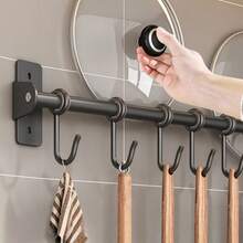 Multifunctional High-Quality No-Drill Kitchen Wall Hook Rack, Spoon Holder, Spatula Hook, Kitchen & Bathroom Accessories, Pot & Pan Hook, Knife Holder - Black - View 4