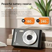 時尚學生數位相機 50MP 雙鏡頭 8倍變焦 LED 補光燈 美顏濾鏡 大容量電池 超清晰 Vlog 錄影 便攜校園相機（不含記憶卡） - 彩色 - 查看 4