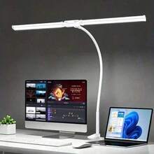 Dual Head Clip On LED Desk Lamp, Flexible Gooseneck USB Screen Monitor Light, 3 Color Temperature Dimmable Reading Light, Portable Clip Lamp For Office Drawing Study Computer Work - 1PC - View 10