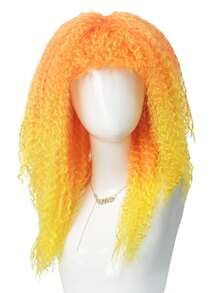 Multi Shades Long Kinky Curly Wig Solid Ombre Neon Tones Synthetic Fiber For Rave Club Carnival Punk Disco Festival Cosplay - View 6