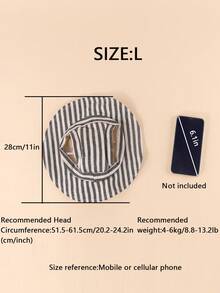 Polyester Sun Hat With Ear Coverage, Black And White Stripes, Anti-Slip Design, Adjustable, UV Protection, Comfortable For Ears. Suitable For Small Dogs And Cats To Wear Outdoors In All Seasons. - Black - View 8
