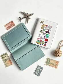1 Pc Cute Airplane Print Passport Cover, Travel Passport Holder, Waterproof ID & Credit Card Organizer, Travel Accessories - Multicolor - View 9