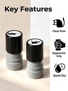 5pcs Cartoon Cat Fun Stamps - Black Cartoon Kitten Design, Durable Plastic Material, Suitable For Crafts, Journals And DIY Projects, Cat Gifts, Journal Decoration, Fun Design, Stress Relief Planner Stamps Black Ink (For Children 14 Years And Older) - Cartoon Cat Stamps - View 3