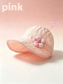 Customizable Embroidered Name Lace Sun Hat, Soft Breathable Hollow Lace Brim Hat With Handmade Flowers, Customizable Text Sun Protection Outdoor Travel Hat, Sweet Summer Bucket Hat, White.Pink.Suitable For Daily Commute, Vacation, Beach Travel And Various Occasions - Multicolor - View 7