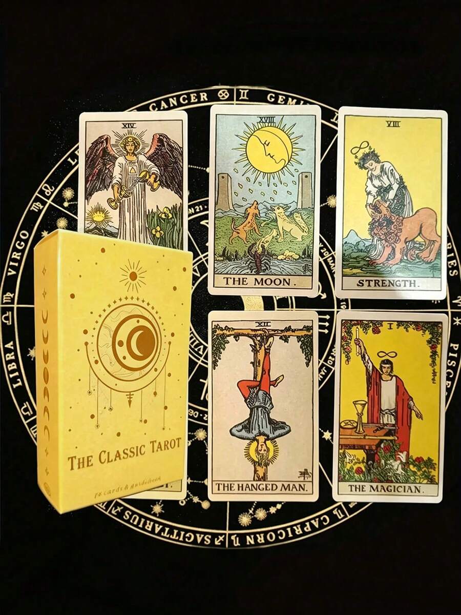 78 Cartas Clásicas con Guía para Principiantes, Juego de Adivinación Portátil, Cartas de Adivinación Navideñas, Regalo de Juego - Multicolor - Ver 1