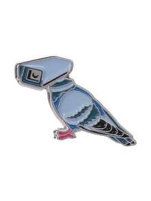 Funny Camera Pigeon Enamel Brooch Surveillance Meme Abstract Bird Metal Pin For Backpack Jacket - Dusty Blue - View 10