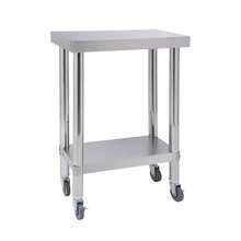 Robust, Mobile 2-Tier Stainless Steel Work Table 201 With Lockable Casters For The Catering Industry (Restaurant) - A - 查看 1