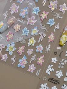 Beautizon Nailartlab 3D 浮雕百合美甲貼紙,果凍般質感花瓣,春夏花卉美甲裝飾 DIY 用品,適合女性 - 彩色 - 查看 6