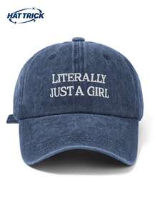 1件中性復古做舊軟頂棒球帽，LITERALLY JUST A GIRL字母刺繡個性化鴨舌帽，防曬透氣可調節帽帶，百搭卡車司機帽/爸爸帽，日常通勤、街頭、戶外運動、徒步、露營必備 - B - 查看 18