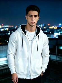 Men Zip-Up Hoodies - 白色 - 查看 5