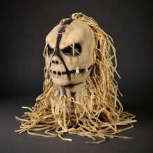 1pc Halloween Burlap Scarecrow Mask Haunted House Escape Room Mystery Bar Party Costume Latex Head Cover - Multicolor - View 5