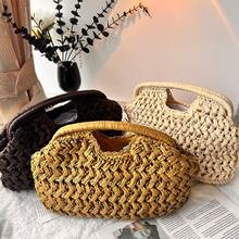 Women's French Vintage Knitted Bag, Chunky Knit Texture, Multi-Functional Large Capacity Bag Suitable For Autumn/Winter Coats - Multicolor - View 1