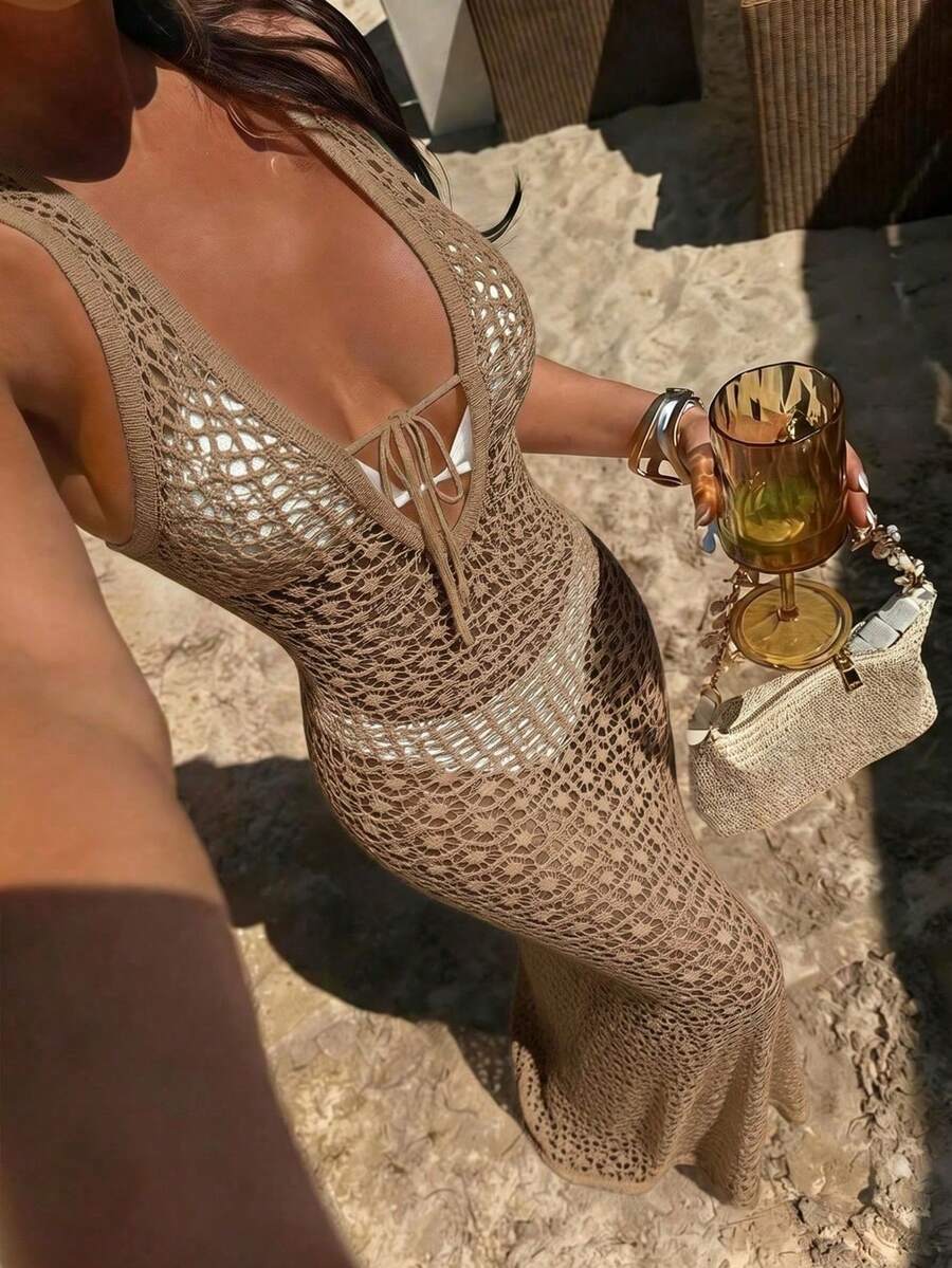 Women Long Dresses - 深駱駝 - 查看 1