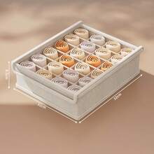 1pc Foldable Drawer Storage Box Set With Lid And Hook And Loop, Space-Saving Underwear Bra Socks Organizer, Suitable For Closet And Dorm, Natural Beige, Suitable For Easter, Wardrobe Storage,Bedroom Room Decor,Back To School - Beige - View 14