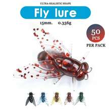 50pcs Realistic Fly Shaped Soft Fishing Lures, Slow Sinking Lure For Boat And Shore Fishing - Multicolor - View 1