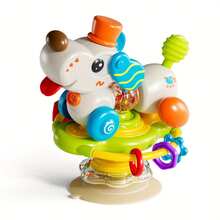 Cute Cartoon Dog High Chair Suction Toy, Rotating Interactive Baby Sensory Toy With Teether Rings, Light & Sound Developmental Rattle Toy, Infant Dining Table Educational Gift For Newborn Toddlers 18M+ - Multicolor - View 12