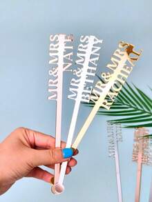 1/10/20pcs Personalized Wedding Drink Stirrers, Customized Name Stir Sticks, Customized Name Cocktail Sticks, Suitable For Weddings, Bachelor Parties, Any Celebration, Glass Decor And Cocktail Bar Accessories, Engagement Party Stir Sticks, Valentine's Day Gift, Gift For Him/Her - Multicolor - View 12