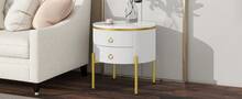Side Table With Drawers - Marble Structure Golden - 白色 - 查看 9